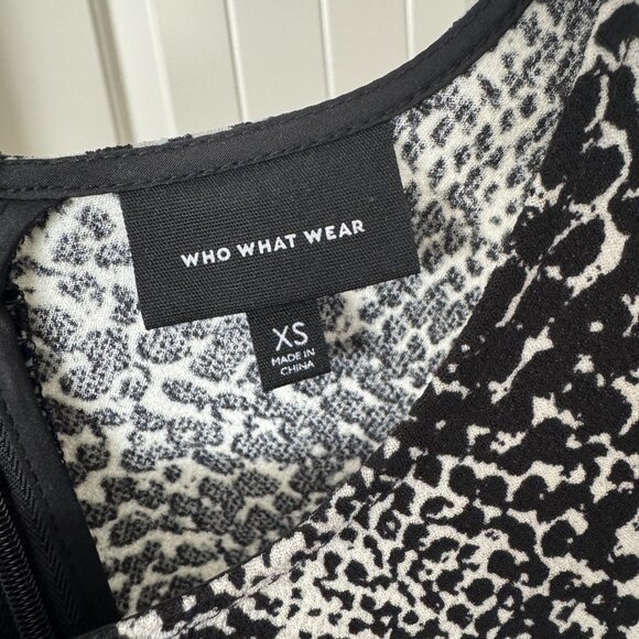 WHO WHAT WEAR - black/white snakeskin dress ruffle sleeve - XS - Picture 6 of 6